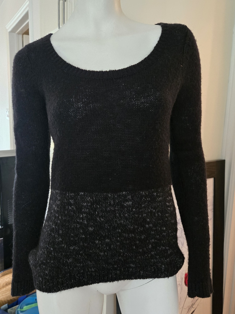 O'Neill Black Scoop Neck Fuzzy Knit Sweater